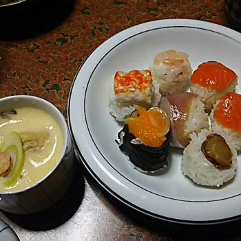 手まり寿司に茶わん蒸し